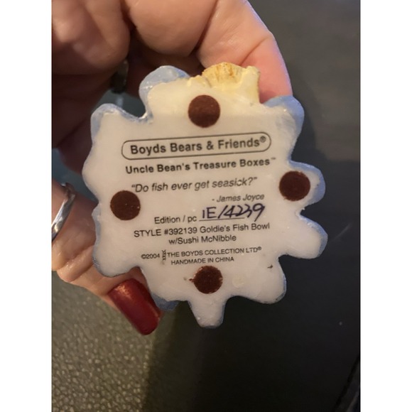 Boyds Bear Goldies Fish Bowl With Sushi McNibble Treasure Box Trinket Keeper - Picture 7 of 7